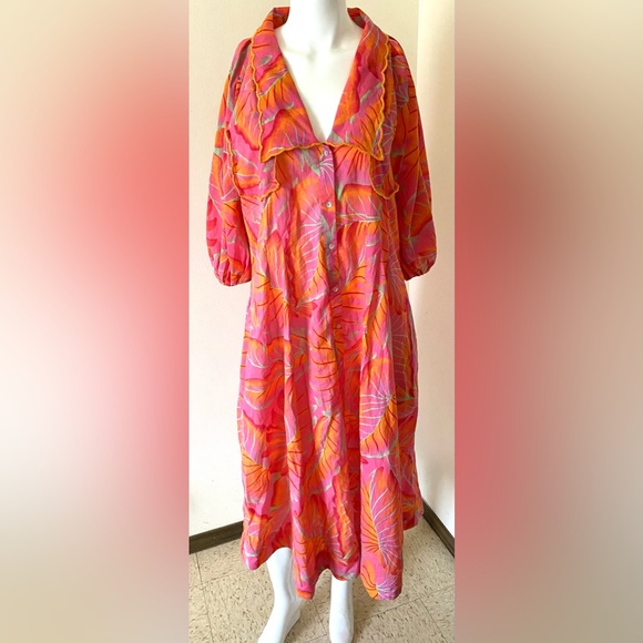 FARM Rio Dresses & Skirts - FARM Rio Colorful Leaf Print Midi Dress